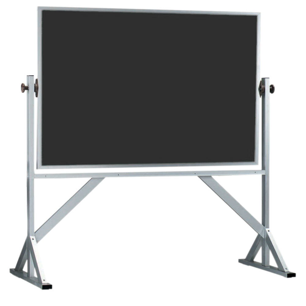 Aarco ARC4872B 48" x 72" Reversible Free Standing Black Composition Chalkboard with Satin Anodized Aluminum Frame