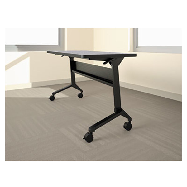 Safco LF72S5 Flip-n-Go 21 1/4" x 70 1/2" Black Steel Folding Seminar Table Base