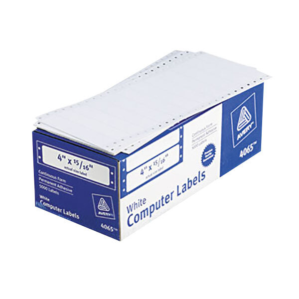 Avery® 4065 15/16" x 4" White Dot Matrix Mailing Labels - 5,000/Case