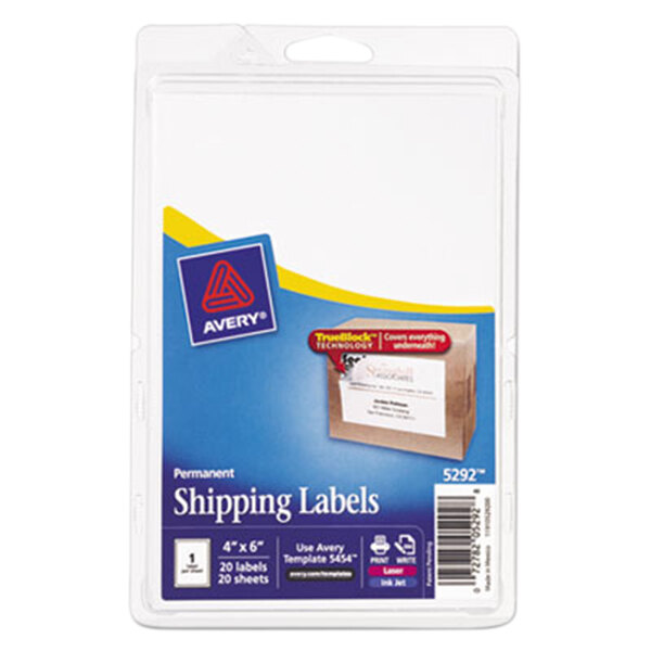 Avery® 5292 TrueBlock 4" x 6" White Shipping Labels - 20/Pack