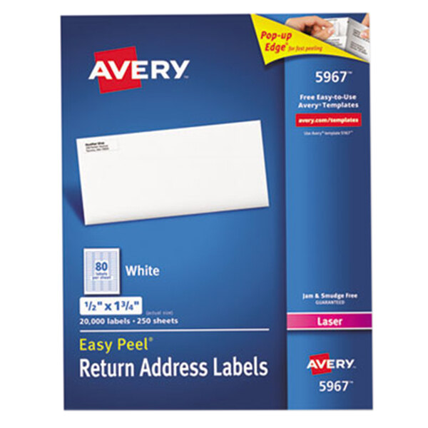 Avery® 5967 1/2" x 1 3/4" White Return Address Labels - 20,000/Box