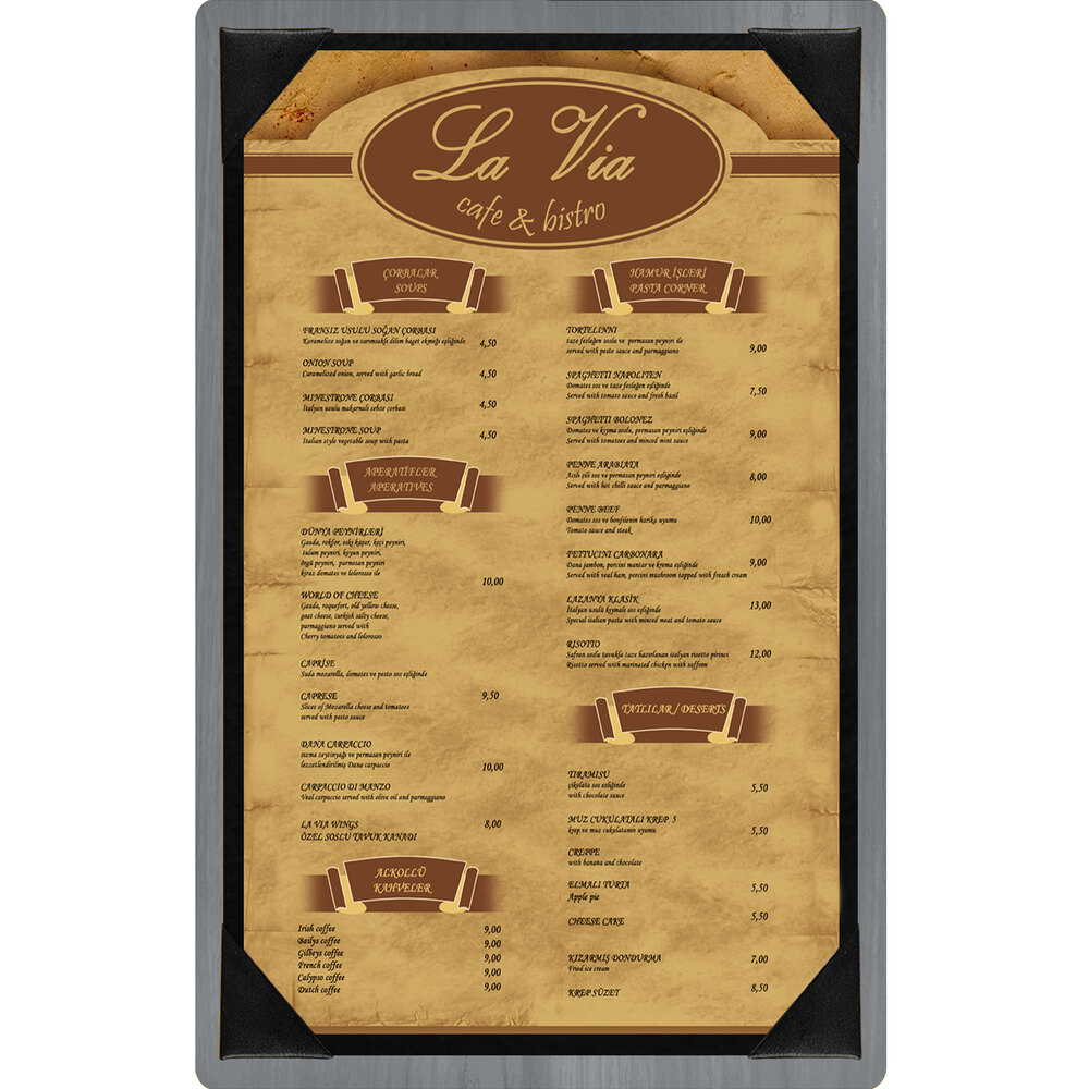 Menu Solutions WDPIX-D Ash 8 1/2" x 14" Customizable Wood Menu Board with Picture Corners