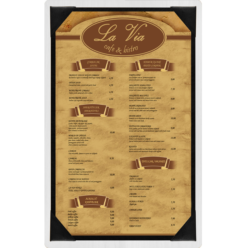 Menu Solutions WDPIX-D White Wash 8 1/2" x 14" Customizable Wood Menu Board with Picture Corners
