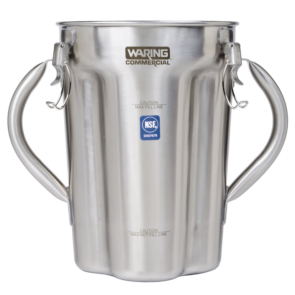 Waring 023909 1 Gallon Stainless Steel Blender Jar with Two Handles for Commercial Blenders