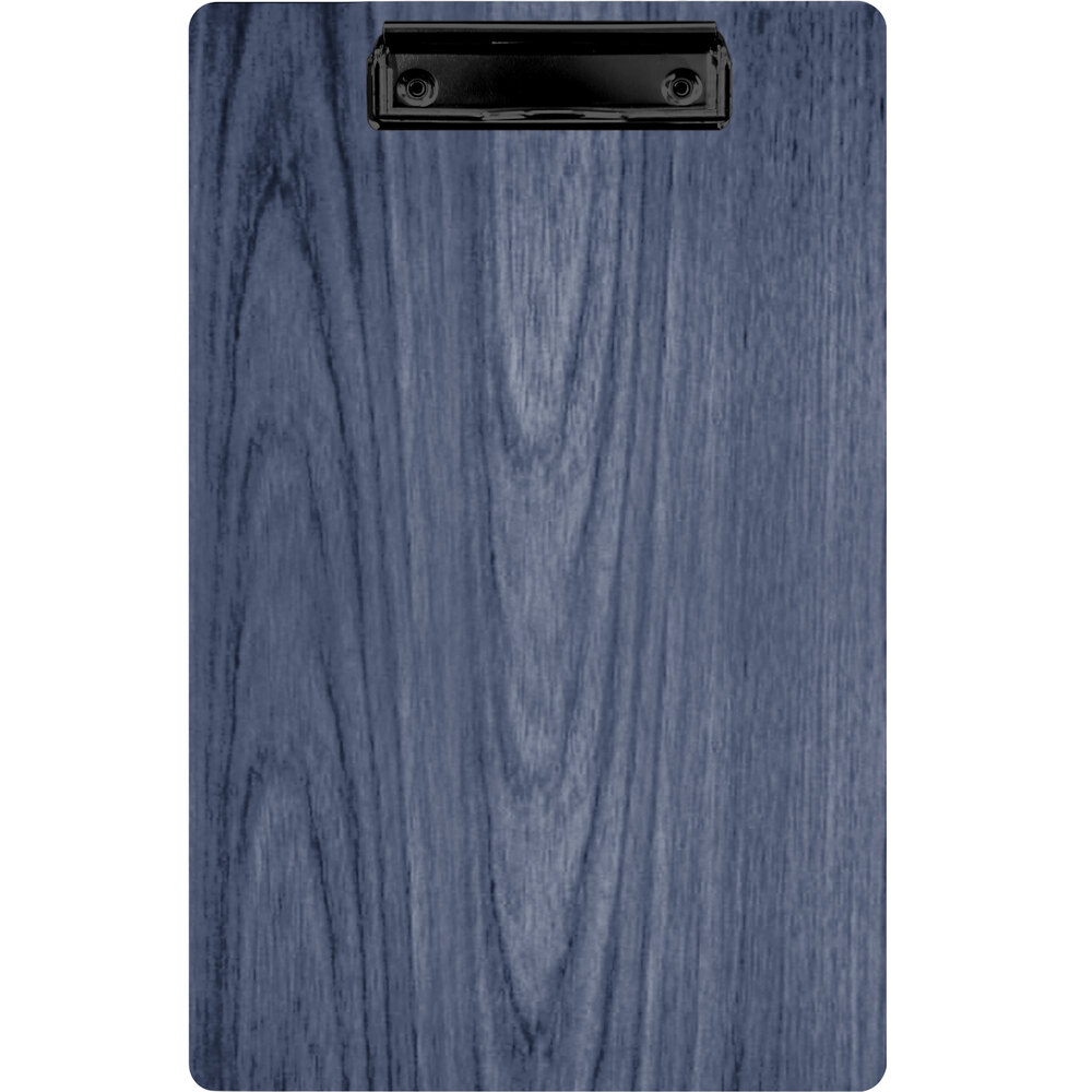 Menu Solutions WDCLIP-D Denim 8 1/2" x 14" Customizable Wood Menu Clip Board
