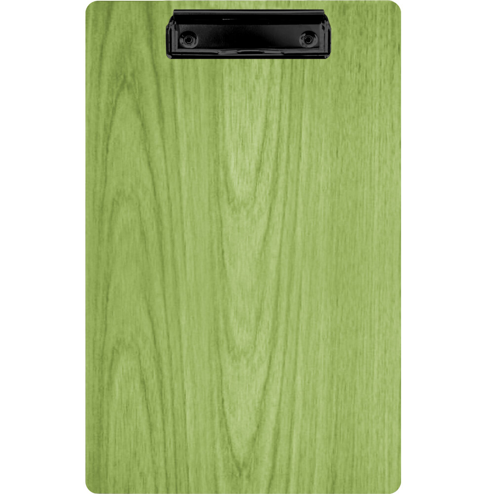 Menu Solutions WDCLIP-D Lime 8 1/2" x 14" Customizable Wood Menu Clip Board