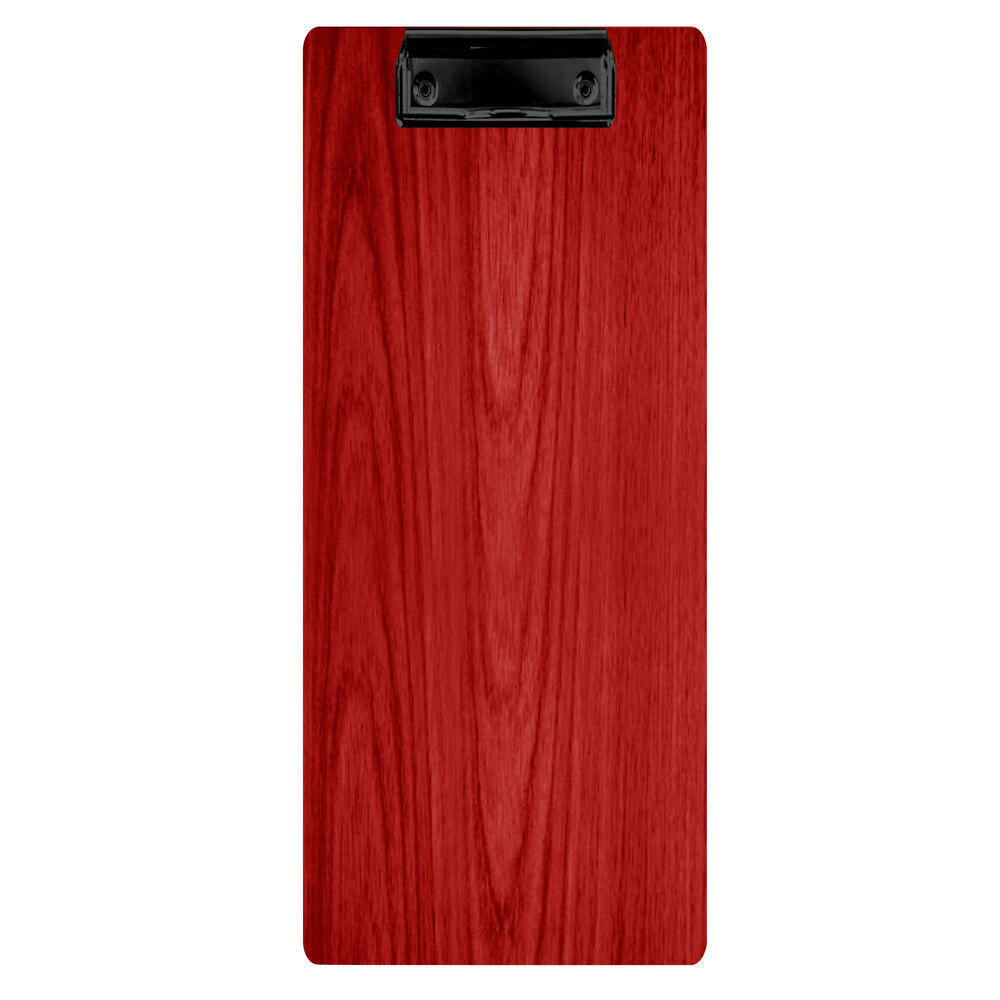 Menu Solutions WDCLIP-BA Berry 4 1/4" x 11" Customizable Wood Menu Clip Board