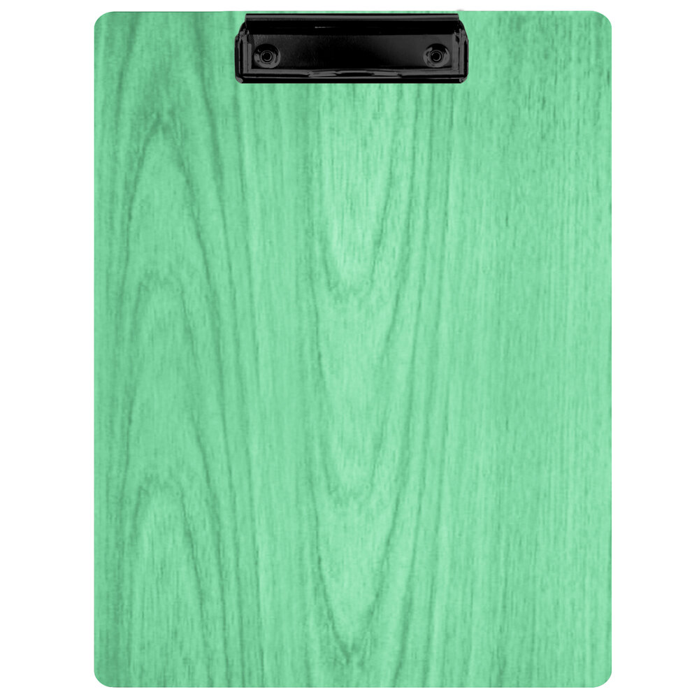Menu Solutions WDCLIP-C Washed Teal 8 1/2" x 11" Customizable Wood Menu Clip Board