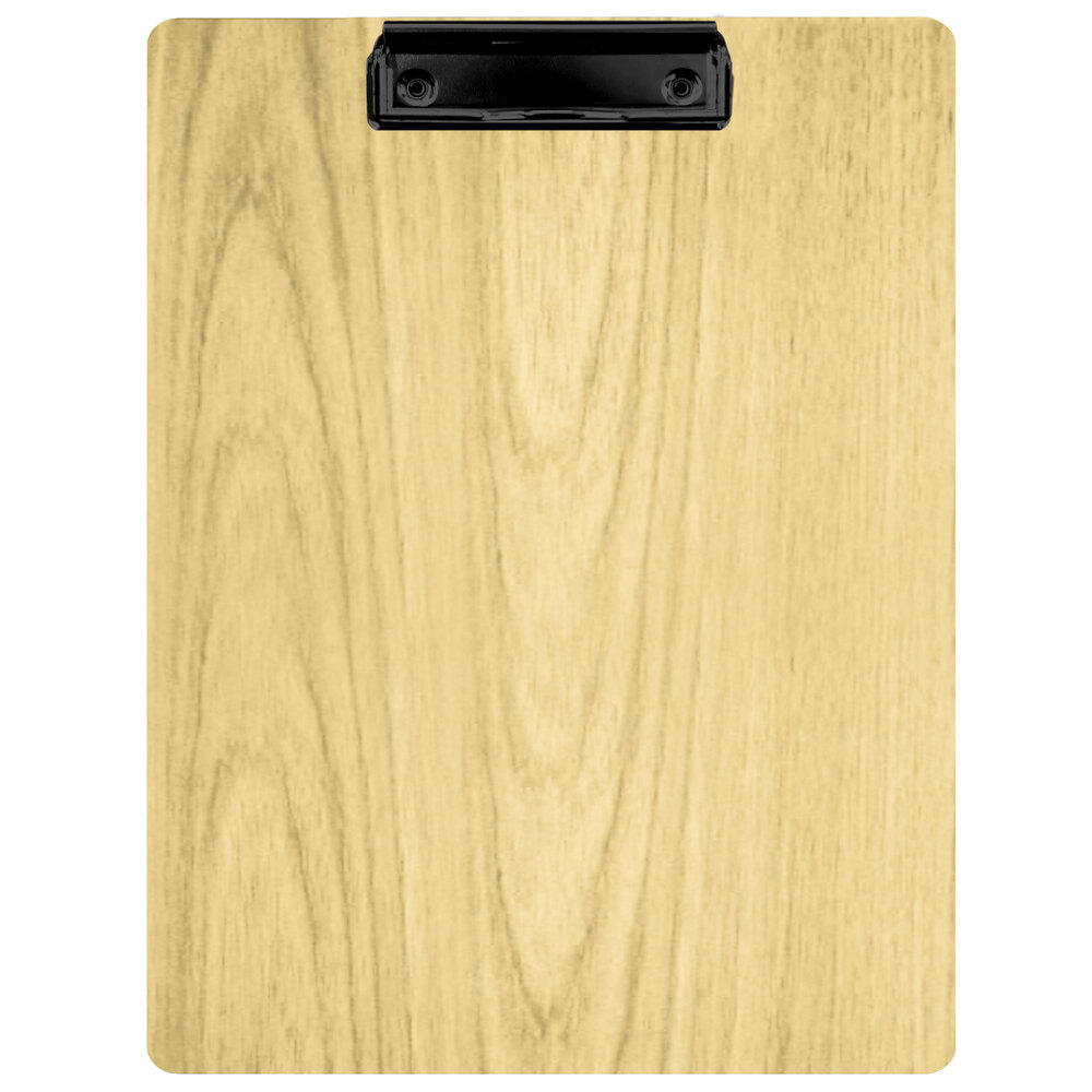 Menu Solutions WDCLIP-C Natural 8 1/2" x 11" Customizable Wood Menu Clip Board