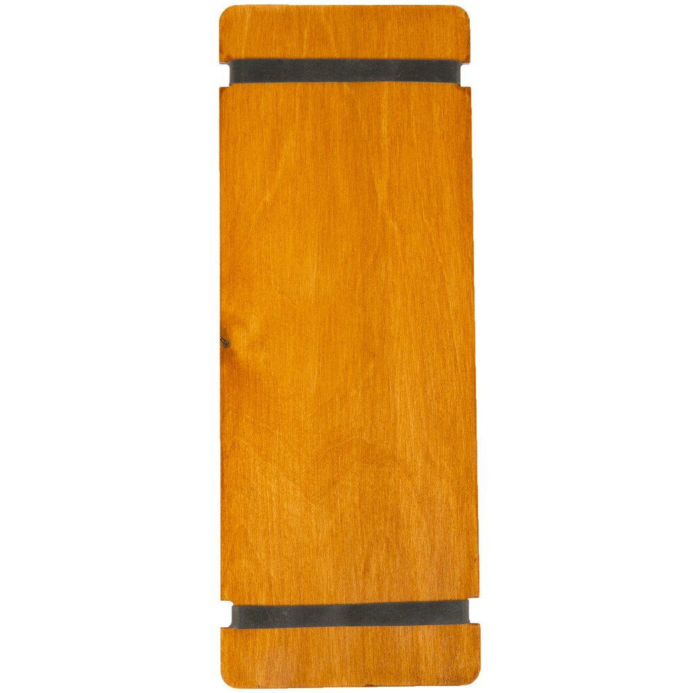 Menu Solutions WDRBB-BA Country Oak 4 1/4" x 11" Customizable Wood Menu Board with Rubber Band Straps