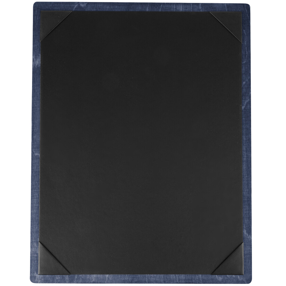 Menu Solutions WDPIX-C Denim 8 1/2" x 11" Customizable Wood Menu Board with Picture Corners