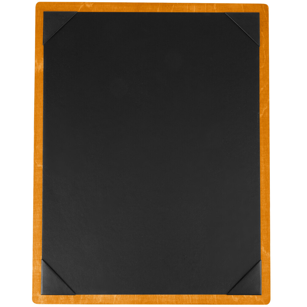 Menu Solutions WDPIX-C Country Oak 8 1/2" x 11" Customizable Wood Menu Board with Picture Corners