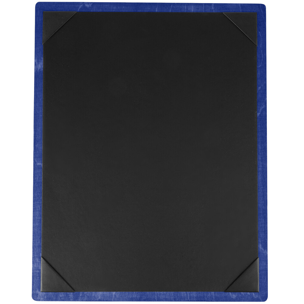 Menu Solutions WDPIX-C True Blue 8 1/2" x 11" Customizable Wood Menu Board with Picture Corners