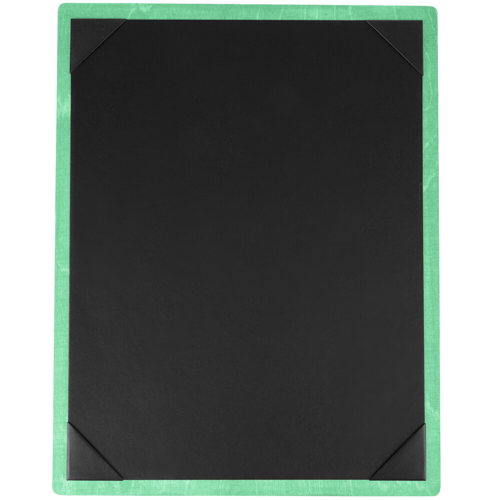 Menu Solutions WDPIX-C Washed Teal 8 1/2" x 11" Customizable Wood Menu Board with Picture Corners