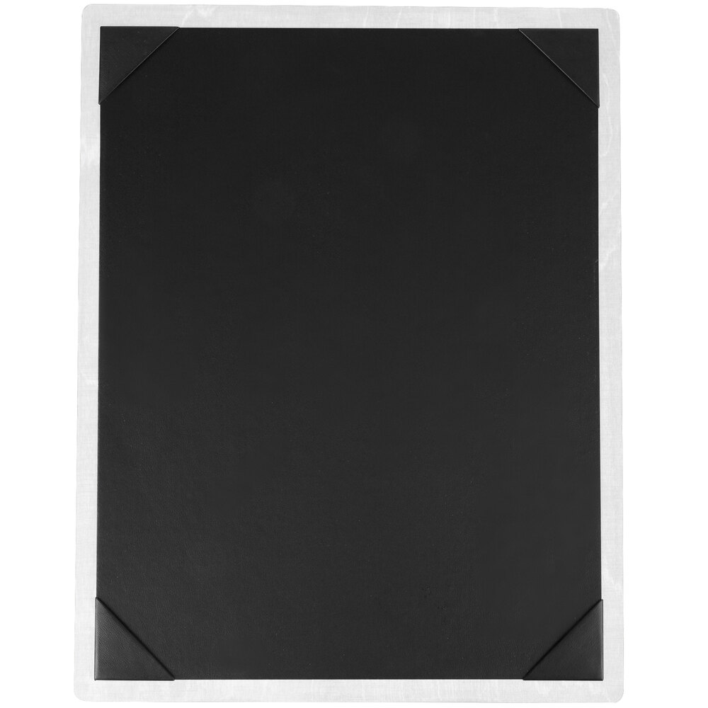 Menu Solutions WDPIX-C White Wash 8 1/2" x 11" Customizable Wood Menu Board with Picture Corners