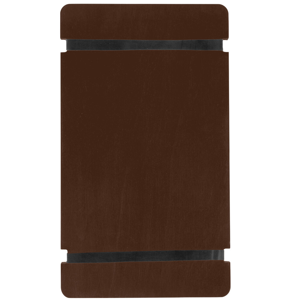 Menu Solutions WDRBB-A Walnut 5 1/2" x 8 1/2" Customizable Wood Menu Board with Rubber Band Straps