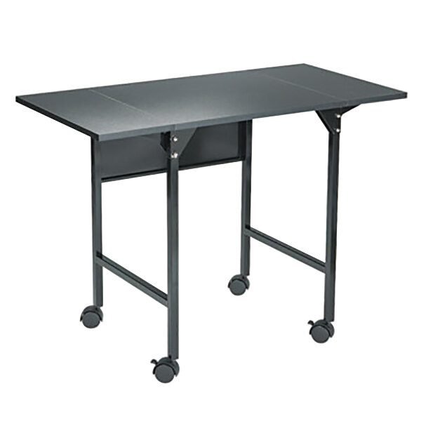 Safco 1876BL Black Mobile Drop Leaf Machine Stand - 36" x 18" x 26 3/4"