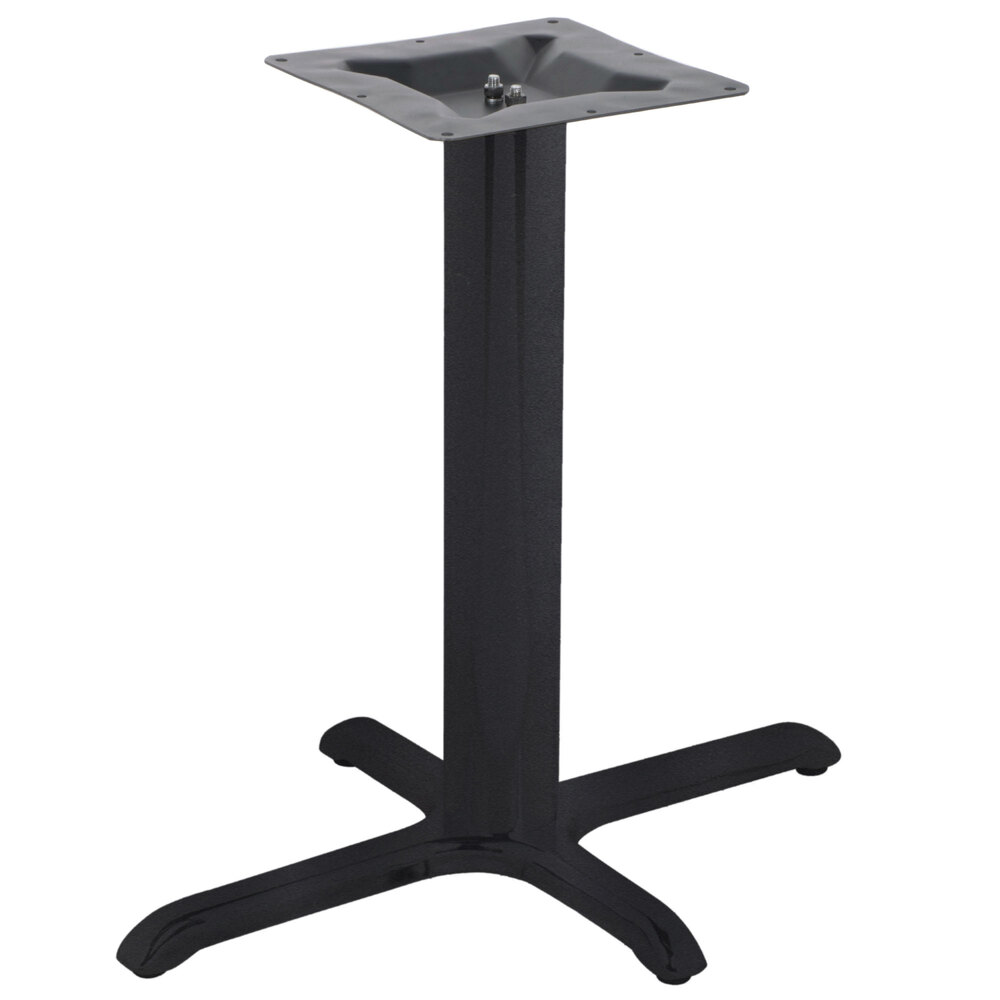 BFM Seating 24" x 30" Sand Black Stamped Steel Counter Height Cross Table Base, 4" Column
