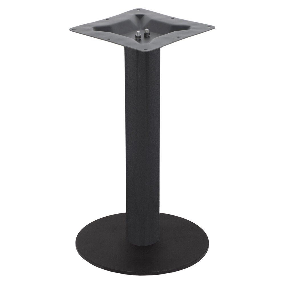 BFM Seating 18" Sand Black Stamped Steel Counter Height Indoor Round Table Base, 3" Column