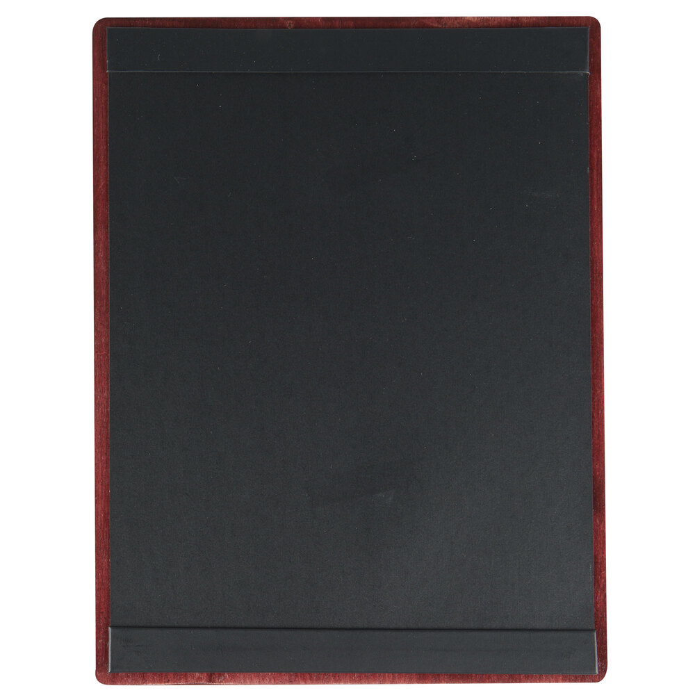 Menu Solutions WDSTR-C Mahogany 8 1/2" x 11" Customizable Wood Menu Board with Top and Bottom Strips