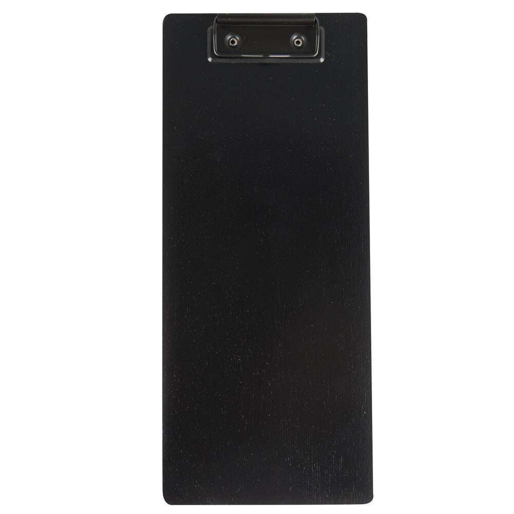 Menu Solutions WDCLIP-BA Black 4 1/4" x 11" Customizable Wood Menu Clip Board