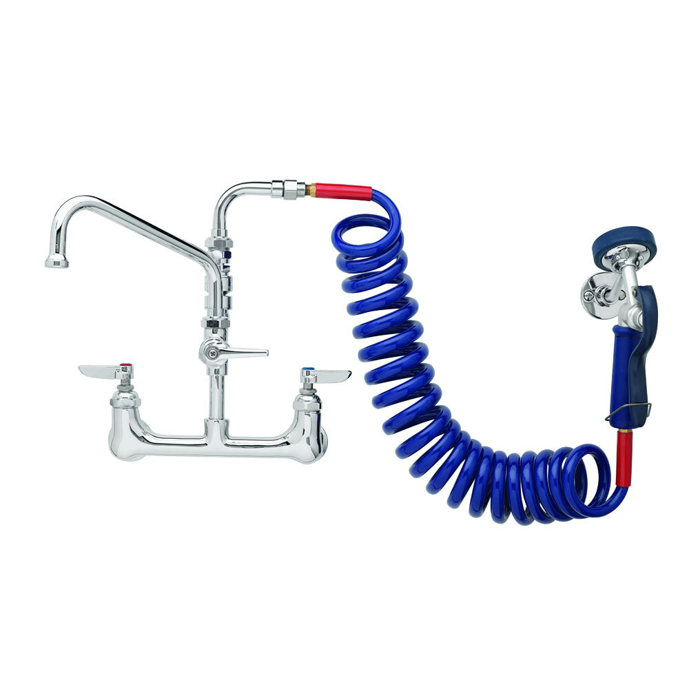 T&S PG-8WSAV-18 Wall Mount Pet Grooming Faucet with 8" Centers, 18" Swing Nozzle, Vacuum Breaker, Add-On Faucet, and Lever Handles