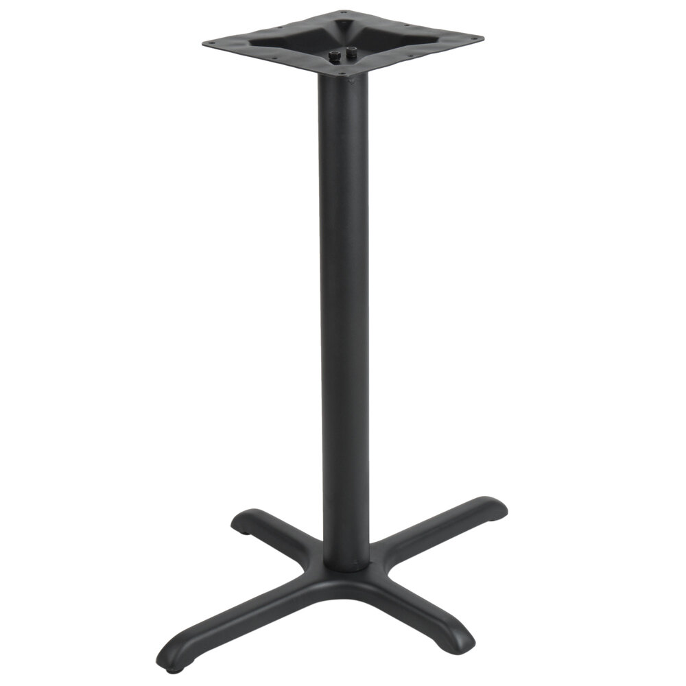 BFM Seating 24" x 30" Sand Black Stamped Steel Counter Height Cross Table Base, 3" Column