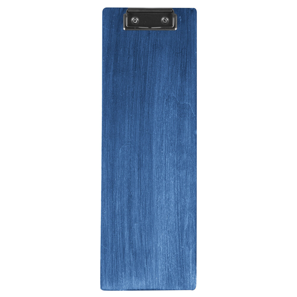 Menu Solutions WDCLIP-BD True Blue 4 1/4" x 14" Customizable Wood Menu Clip Board