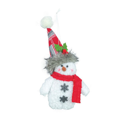 Hanna's Handiworks Ornament, Tartan Plump Snowman -Red Hat (15574A)