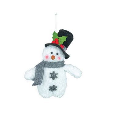 Hanna's Handiworks Ornament, Tartan Plump Snowman - Black Hat (15574A)
