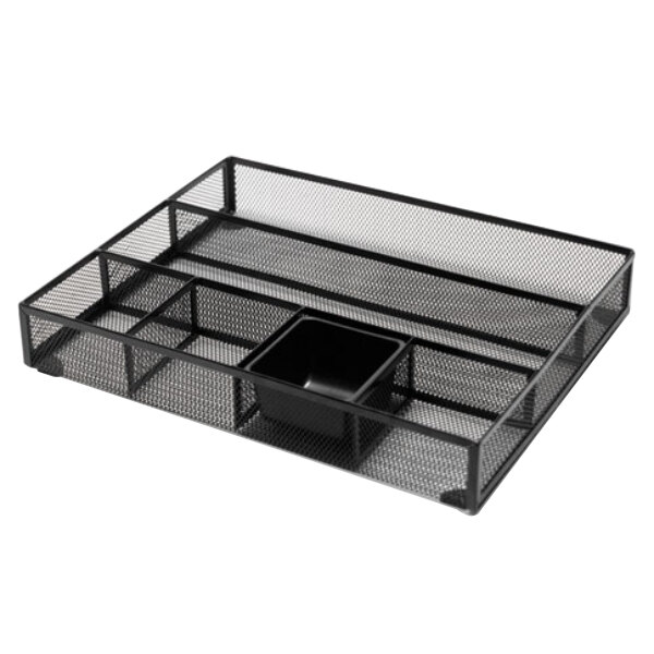 Universal UNV20021 15" x 11 7/8" x 2 1/2" Black Metal Mesh Drawer Organizer