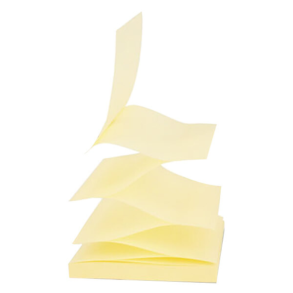 Universal UNV35694 3" x 3" Yellow 90-Sheet Fan-Folded Self-Stick Pop-Up Note Pad  - 24/Pack