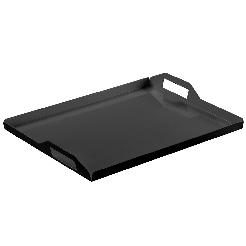 Cal-Mil 22007-2-13 20" x 15" x 2 1/4" Black Non-Skid Vinyl-Dipped Room Service Tray
