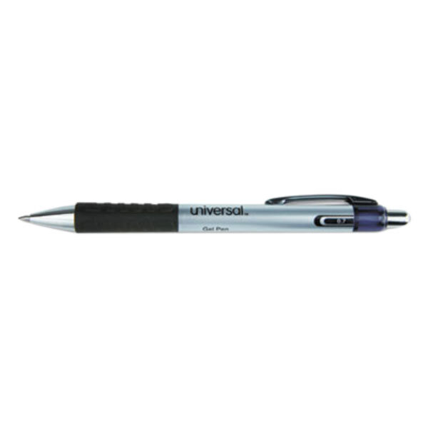 Universal UNV39514 Comfort Grip Black Ink with Clear Barrel 0.5mm Roller Ball Gel Stick Pen  - 12/Pack
