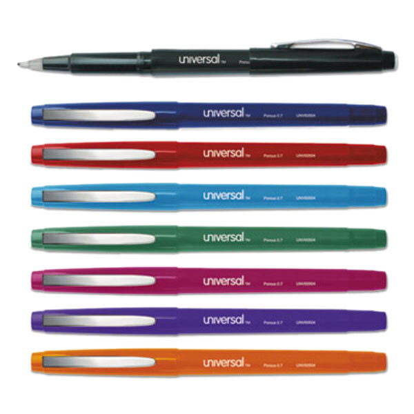 Universal UNV50504 Assorted Ink with Assorted Barrel Medium Point Porous Tip Stick Pen  - 8/Pack
