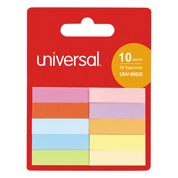 Universal UNV99026 1/2" x 2" Assorted Color Self-Stick Page Tabs  - 500/Pack