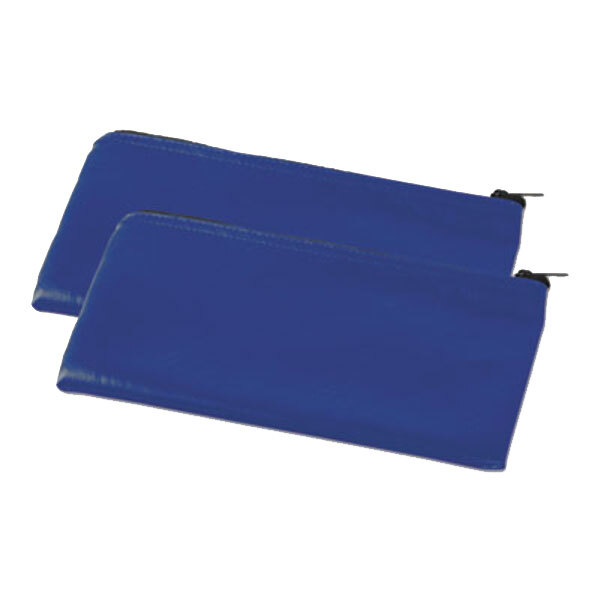 Universal UNV69020 11" x 6" Blue Leatherette Zippered Bank Wallet  - 2/Pack