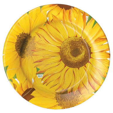 Caspari Round Paper Salad/Dessert Plates, Sunflowers - 2 Packs (16520SP)