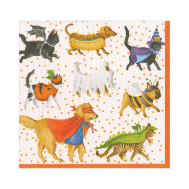 Caspari Paper Luncheon Napkins, Pets in Costume - 2 Packs (16560L)