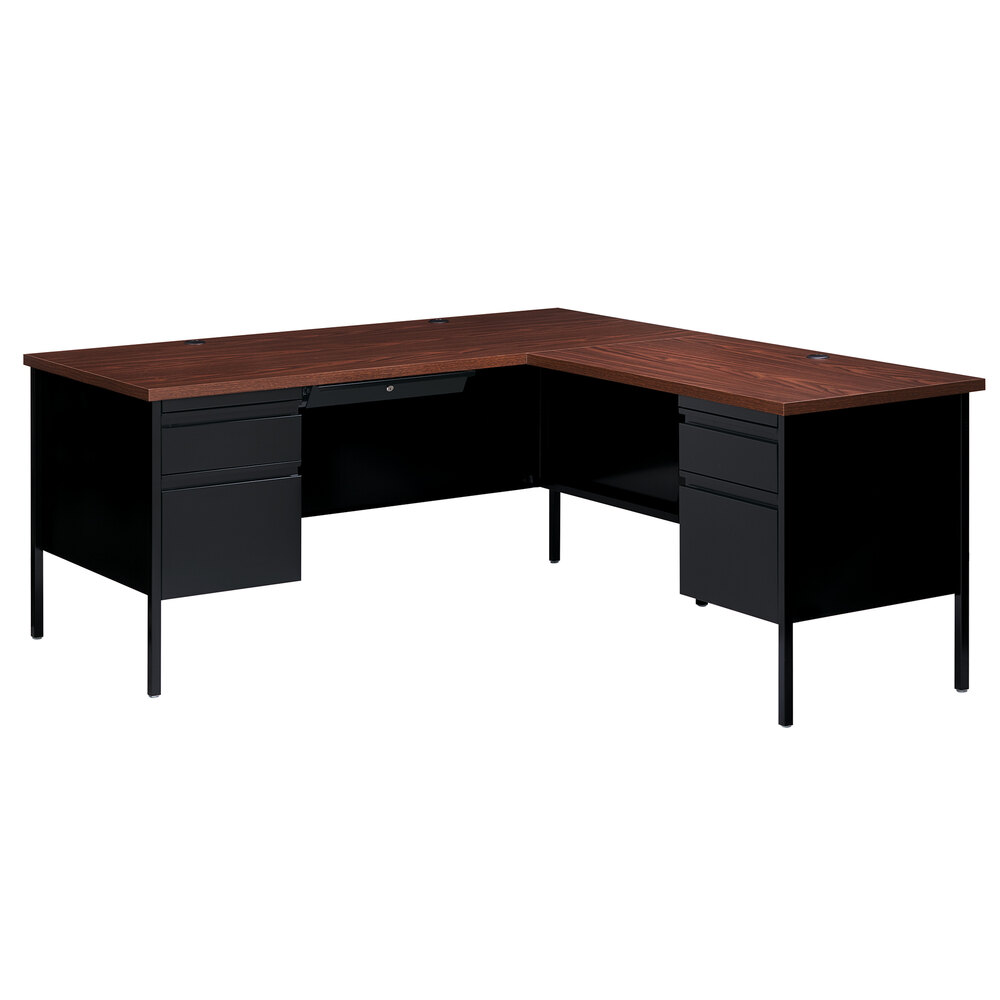 Hirsh Industries 20105 Black / Walnut Right Corner Pedestal Desk Kit
