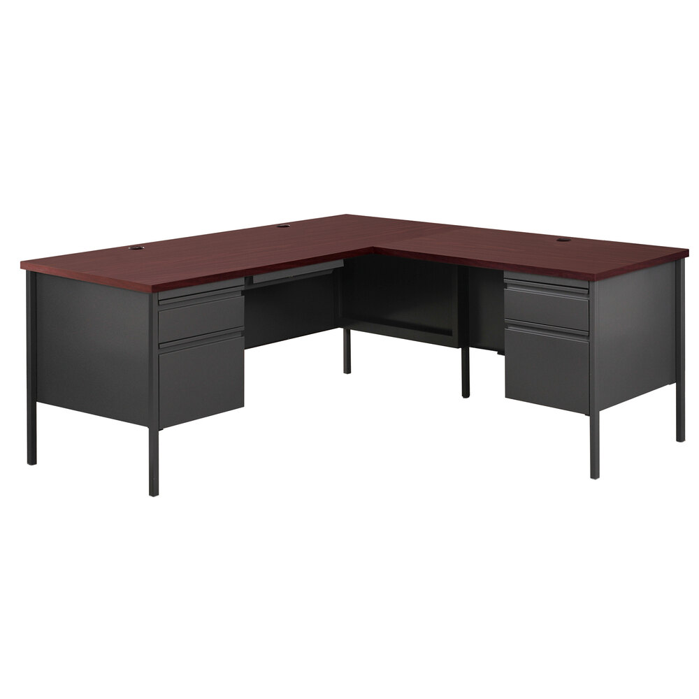 Hirsh Industries 20106 Charcoal / Mahogany Right Corner Pedestal Desk Kit