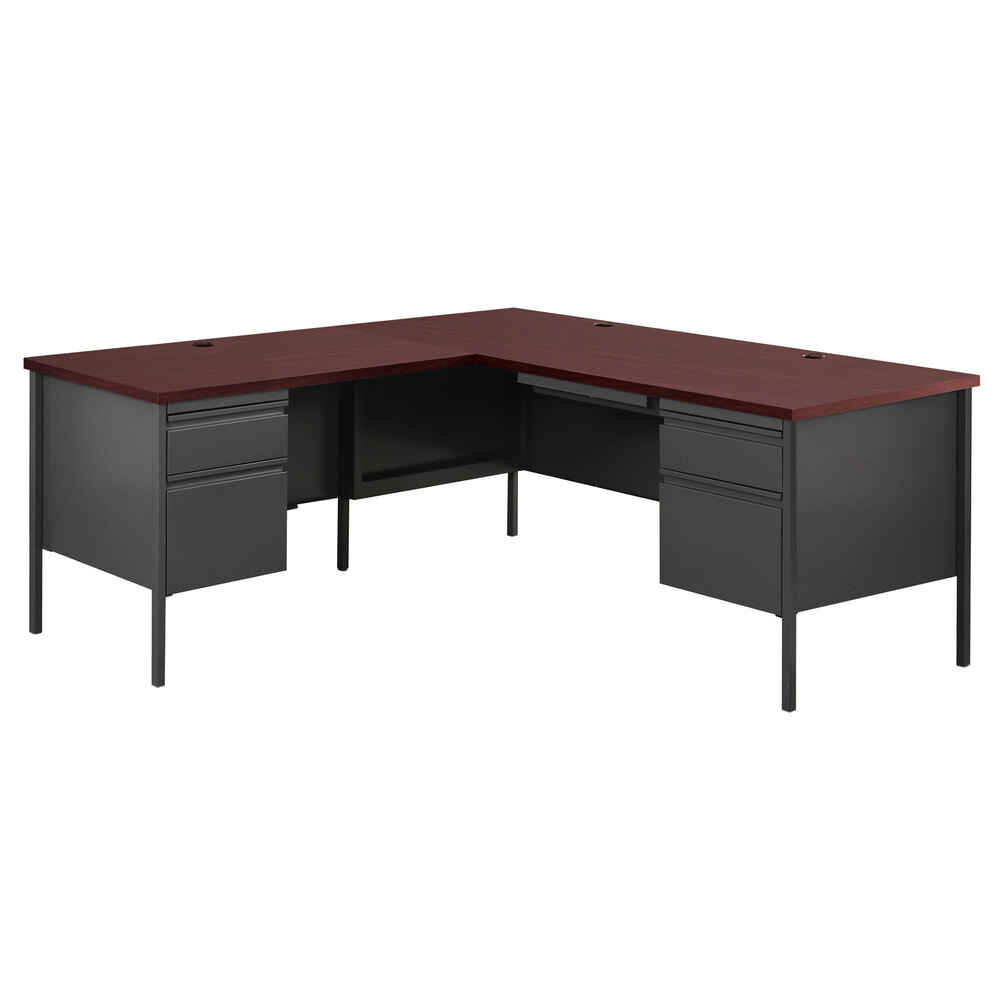 Hirsh Industries 20108 Black / Walnut Left Corner Pedestal Desk Kit