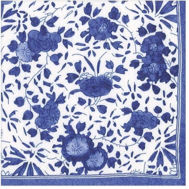 Caspari Paper Beverage Napkins, Delft in Blue - 2 Packs (16830C)