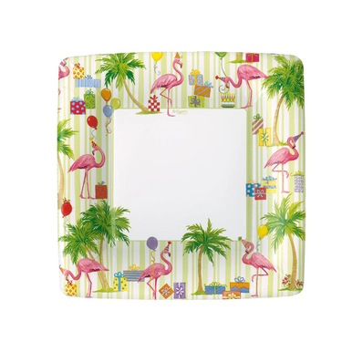 Caspari Square Paper Salad/Dessert Plates, Party Flamingos - 2 Packs (16880SP)