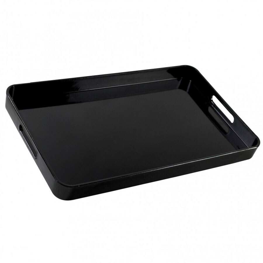 10 Strawberry Street BLK-REC Black 19 1/4" x 12" Rectangular Lacquer Serving Tray - 8/Case