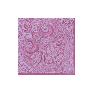 Caspari Paper Beverage Napkins, Raspberry Paisley Medallion - 2 Packs (16971C)