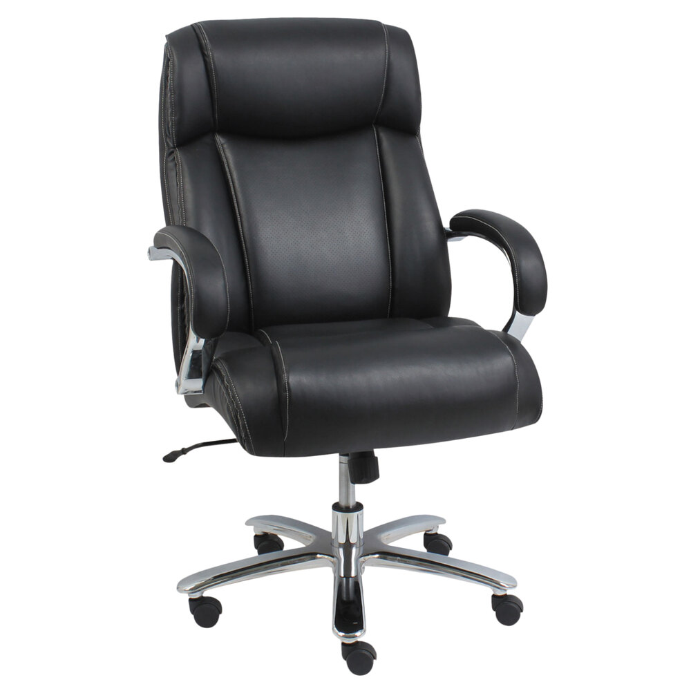Alera ALEMS4419 Maxxis Series 500 lb. Capacity Black Leather Big and Tall Office Chair