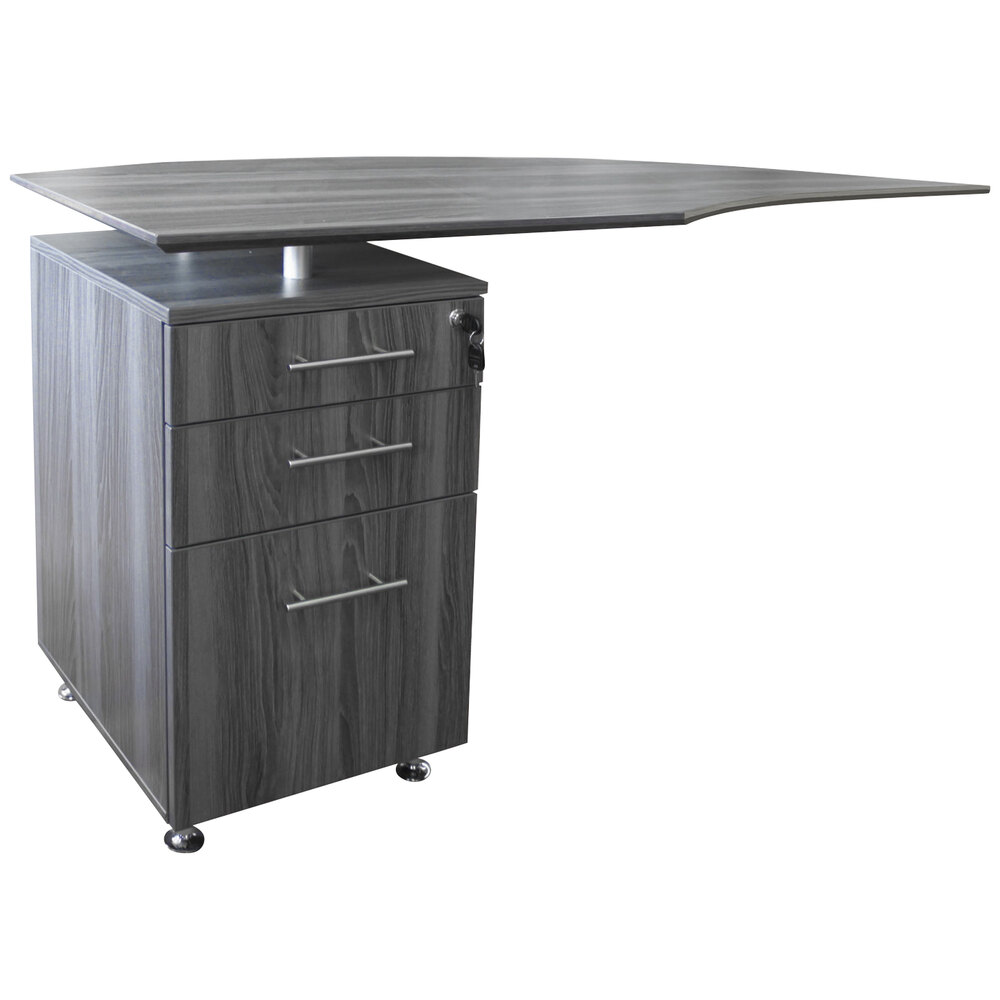 Safco MNRTNLLGS Medina 63" x 24" x 29 1/2" Gray Steel Laminate Curved Left Return