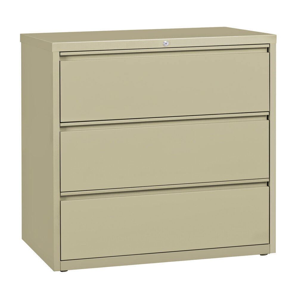 Hirsh Industries 17643 Putty Three-Drawer Lateral File Cabinet - 42" x 18 5/8" x 40 1/4"