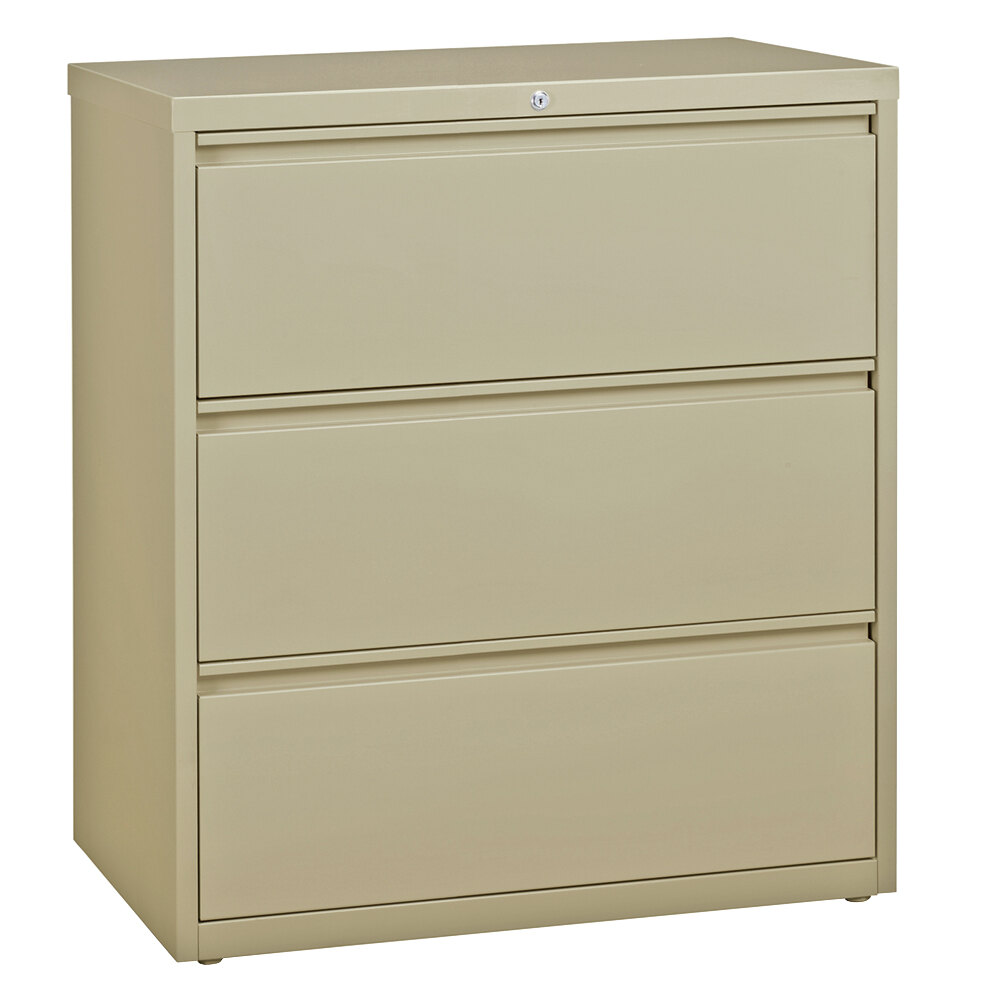 Hirsh Industries 17633 Putty Three-Drawer Lateral File Cabinet - 36" x 18 5/8" x 40 1/4"